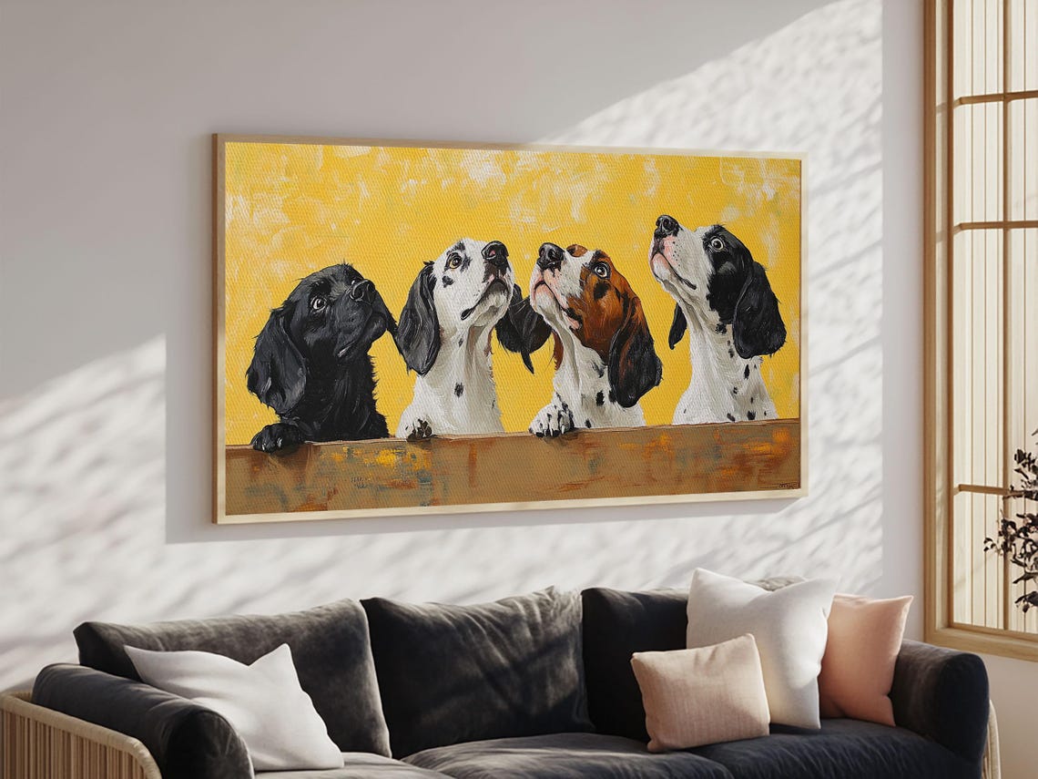 Neutral Boho Vintage Dog Oil Painting Print Funky Home Decor Kitsch Wall Art Hunting Dog Oil Painting Antique Art Decor Vintage Art - Image 3
