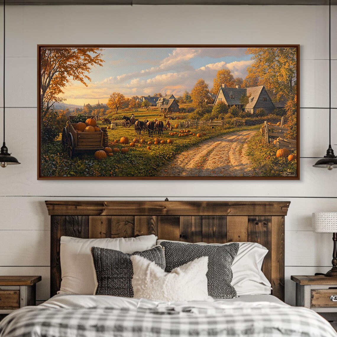 Autumn Pumpkin Harvest, Fall Country Farm Scene Art Print - Image 4