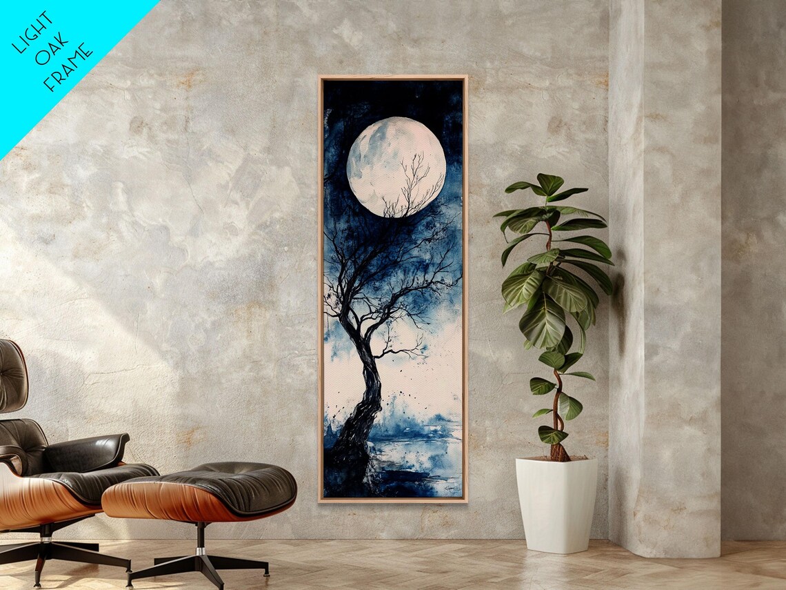 Print Full Moon With Tree Art Dark Romance Rustic Wall Decor Unique Above Couch Art Moody Bedroom Decor Gift Idea - Image 2