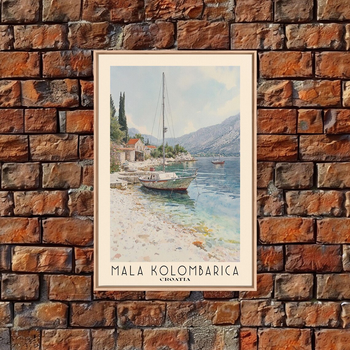 Mala Kolombarica Croatia Sailboat Harbor Pebble Shore Cypress Poster - Image 5