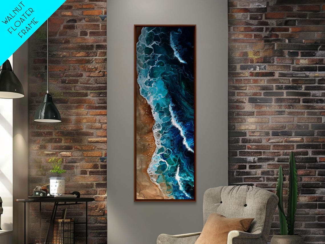 Aerial Ocean Waves Turquoise Beach Coastline Top View Art Print - Image 4