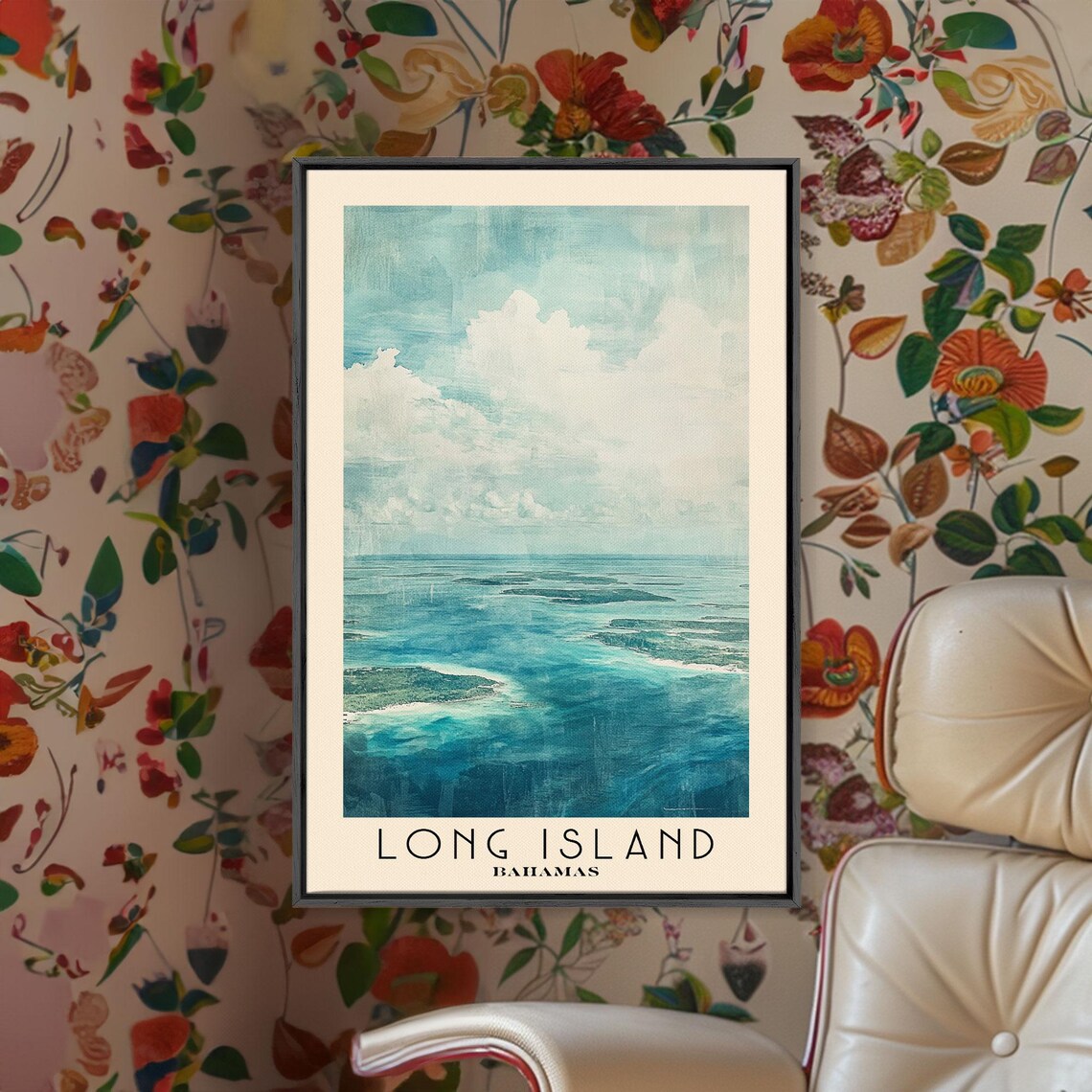 Long Island Bahamas Aerial Turquoise Sea Scattered Cays Poster - Image 2
