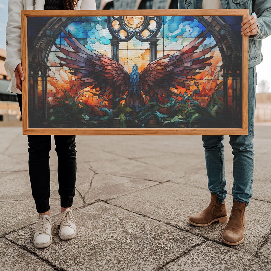 Stained Glass Eagle Cathedral Window Sunrise Wildlife Art Poster - Image 5