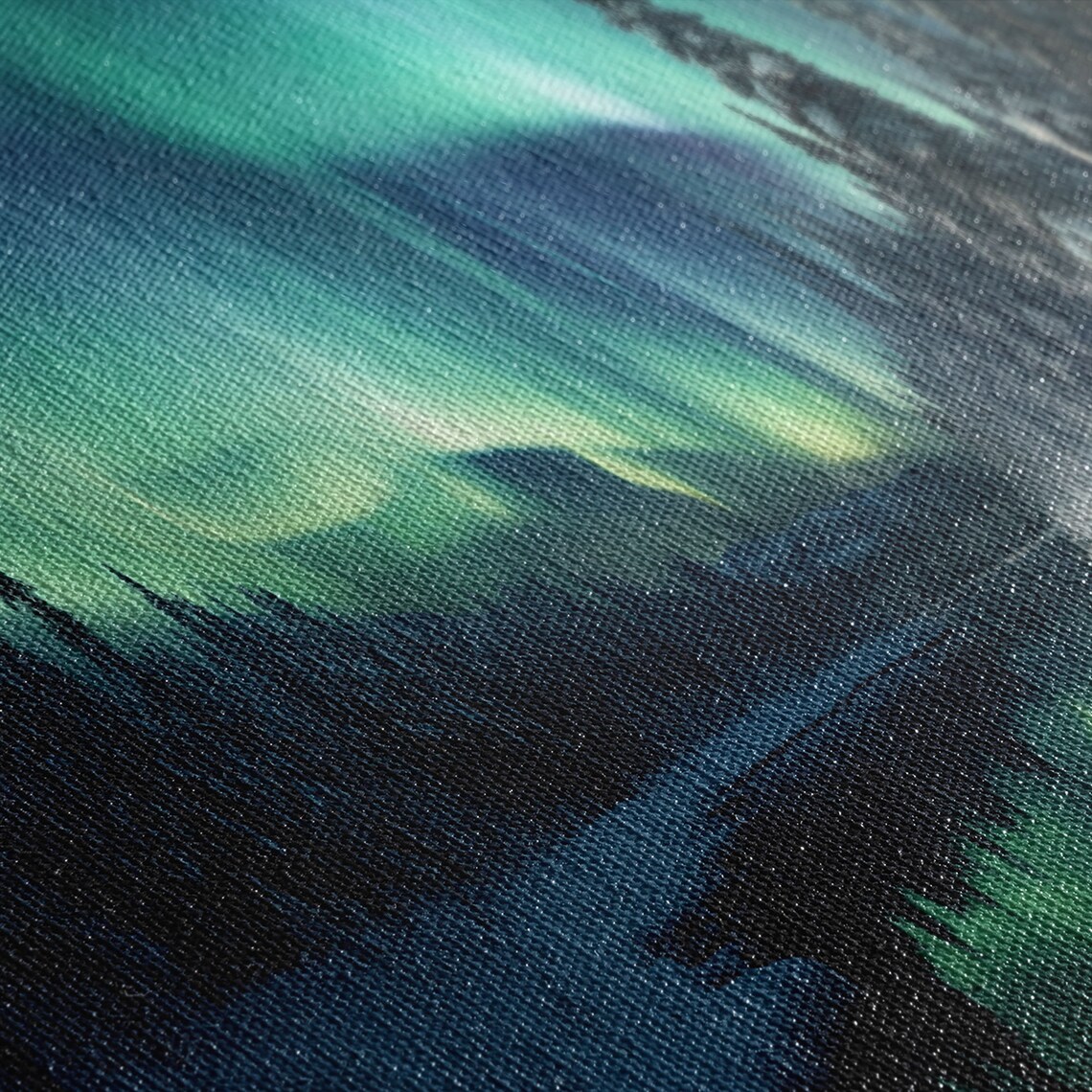 Northern Lights Forest Landscape, Aurora Borealis Art Print - Image 2