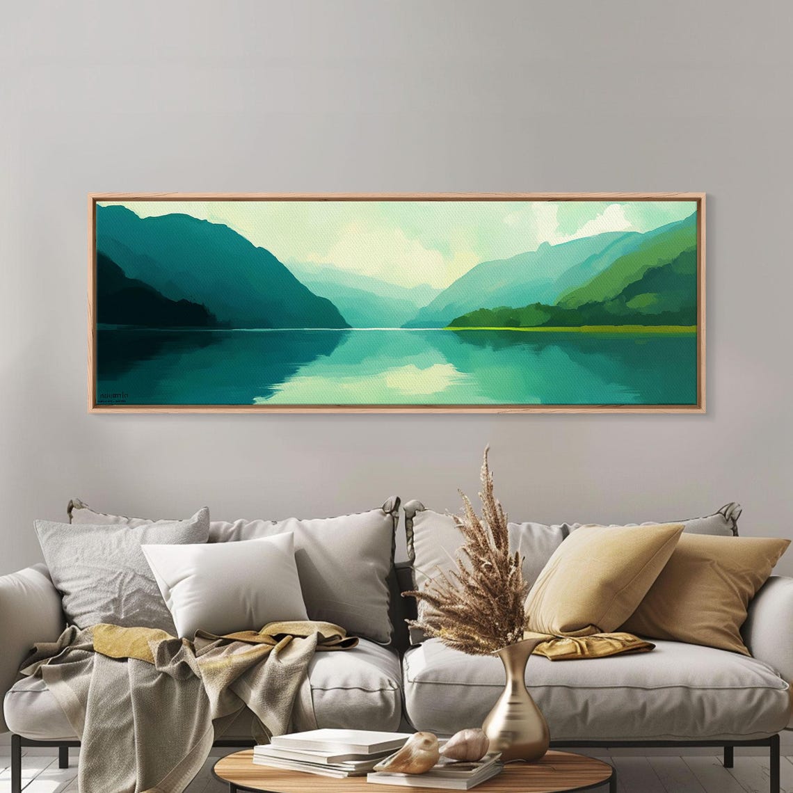 Jade Green Lake Mountain Minimalist Muted Serene Travel Poster - Image 6
