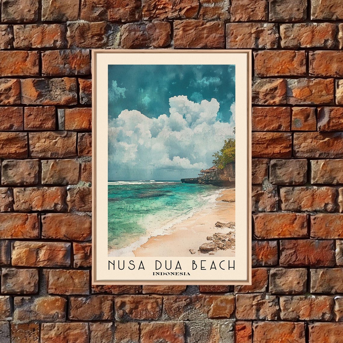 Nusa Dua Beach Indonesia Turquoise Waves Cloudy Sky Travel Poster - Image 4