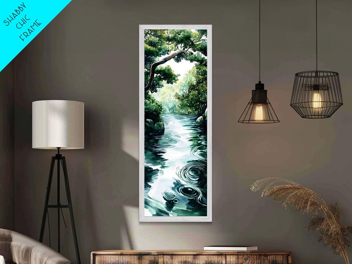 Serene Forest Stream Green Trees Clear Water Reflections Nature Art Poster - Image 6