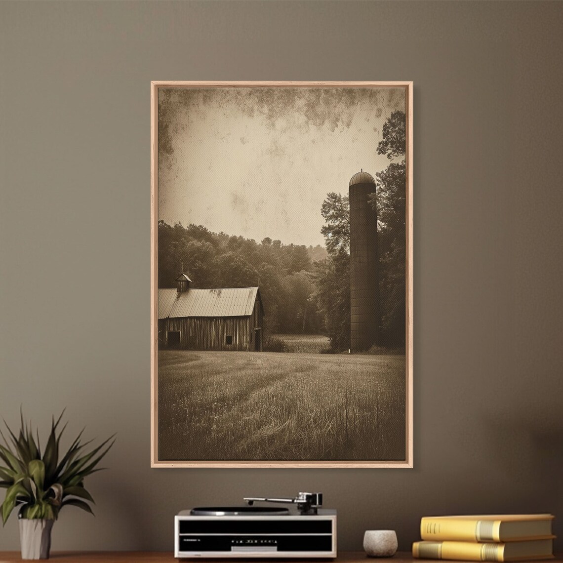 Sepia Vintage Farm Barn Silo Countryside Old Photograph Art Print - Image 2