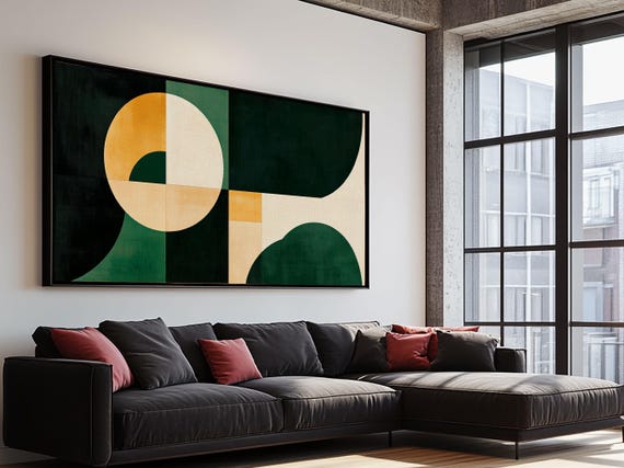 Geometric Abstract Mid Century Modern Wall Art Framed Print Modern Wall Art Abstract Wall Art Large Abstract Art Nuevart