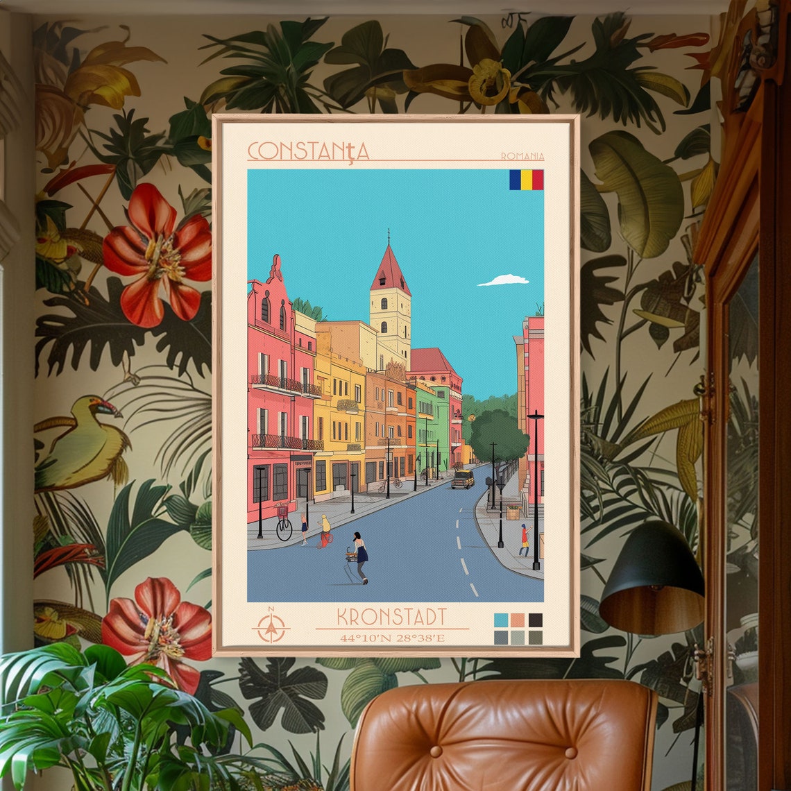 Constanta Romania Vibrant Old Town Street Facades Sunny Travel Poster - Image 2