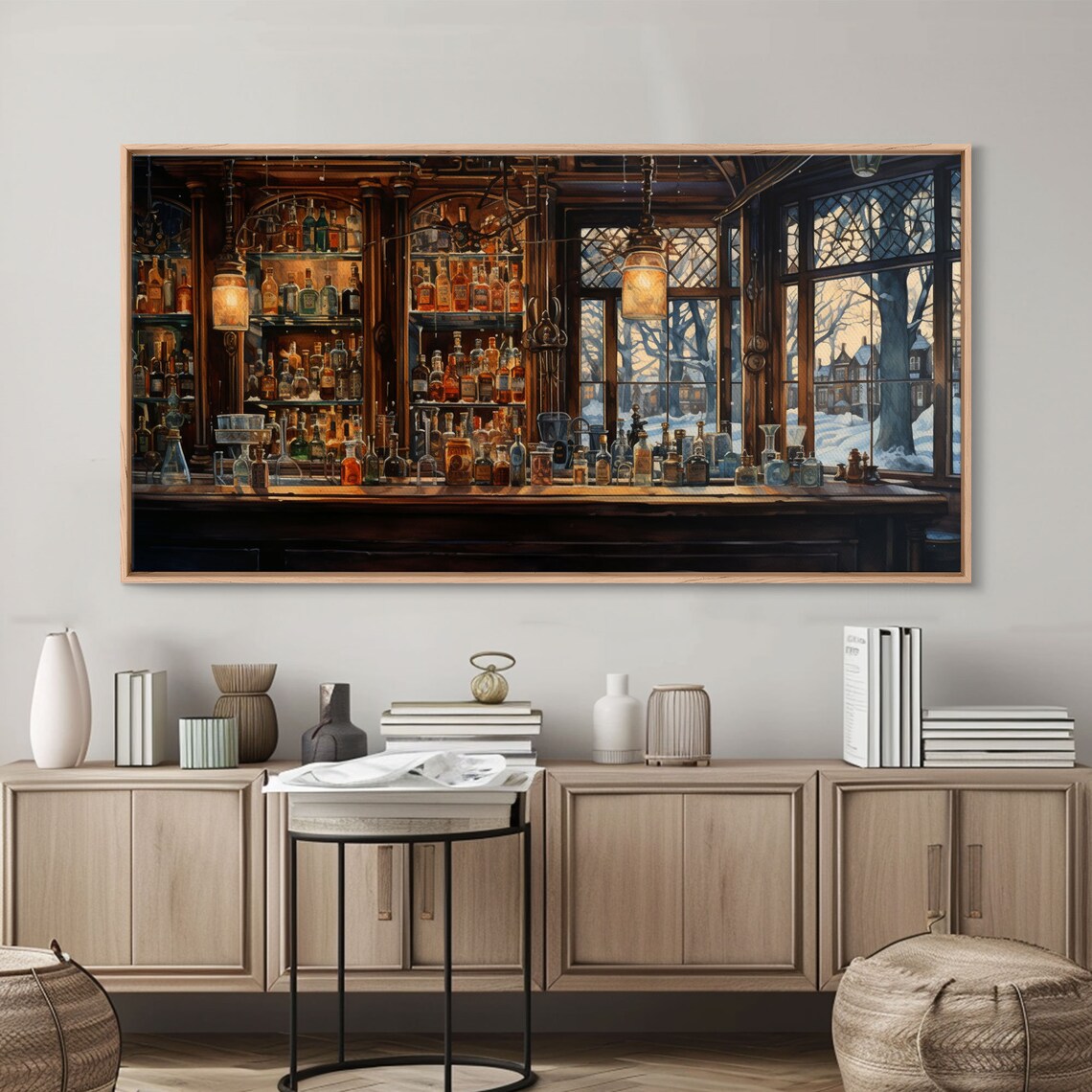 Tavern Art Window Winter Wall Art Bottles Print Print Wall Hanging Landscape Art Family Room Art Business Gift Travel Print - Image 4