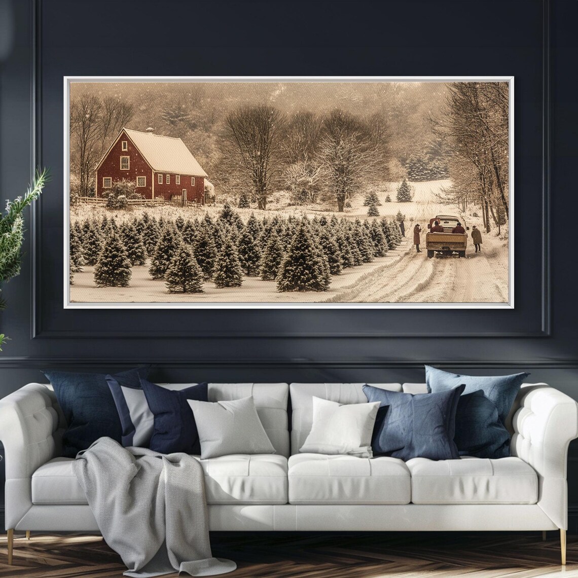 Snowy Farmhouse Christmas Tree, Rustic Holiday Art Print - Image 6