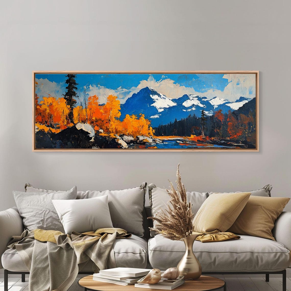 Fall Aspens Snowy Blue Peaks Autumn Forest Oil Travel Poster - Image 5