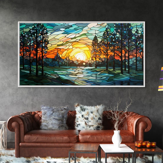 Sunset Art Abstract Nature Print Vibrant Art Mosaic Wall Art Wall Art Print Wall Hanging Landscape Art Unique Wall Decor