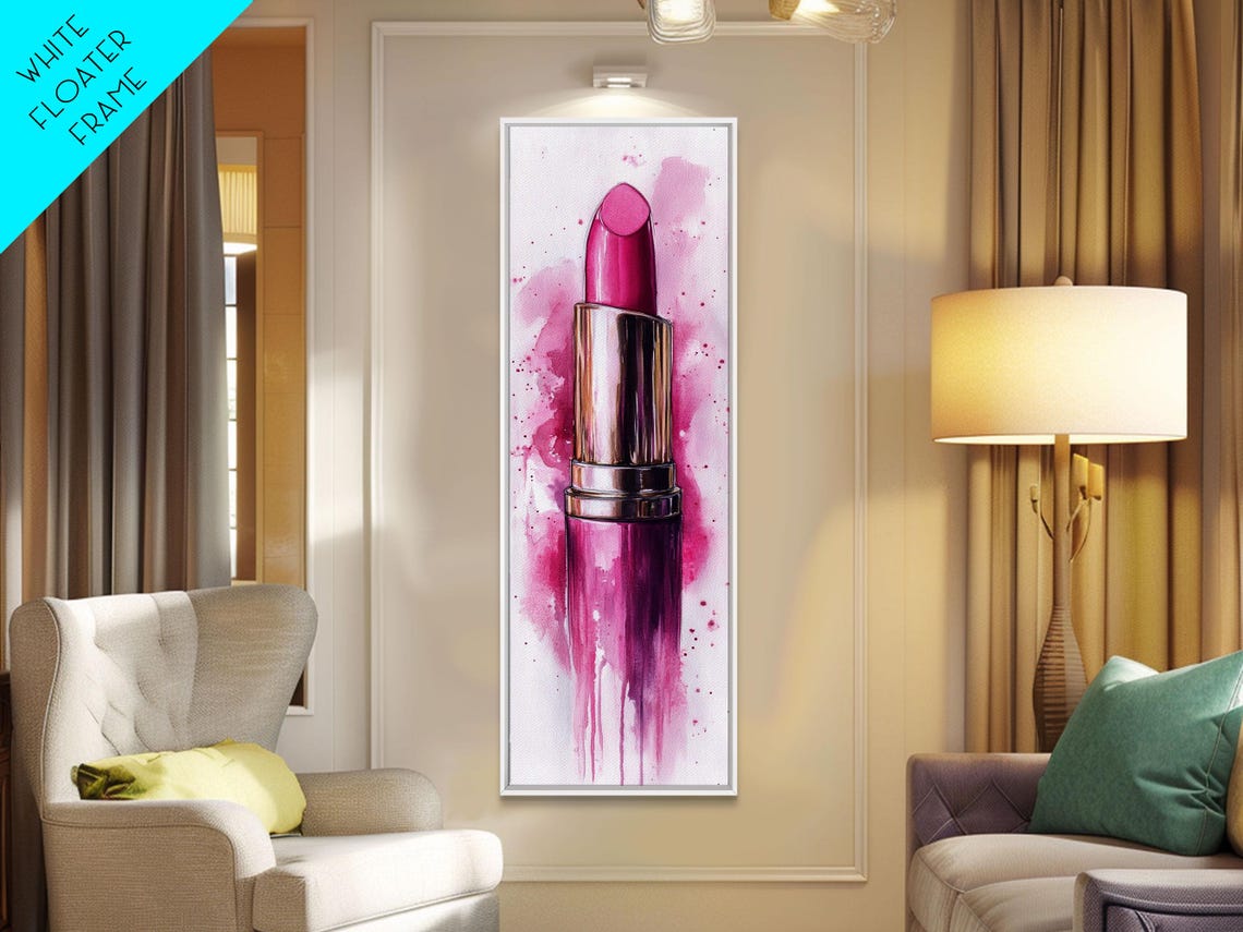 Bold Magenta Lipstick Watercolor Beauty Makeup Dramatic Wall Art - Image 5
