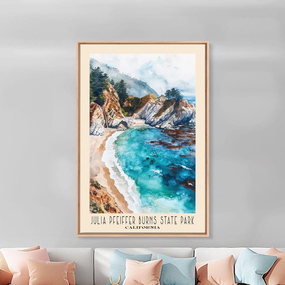 Julia Pfeiffer Burns State Park California Cove Watercolor Poster - Image 2