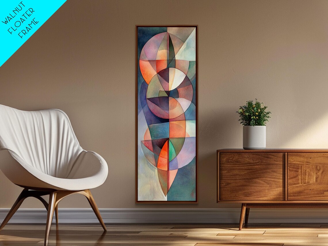 Pastel Geometric Circles Mid Century Modern Abstract Watercolor Art Poster - Image 5