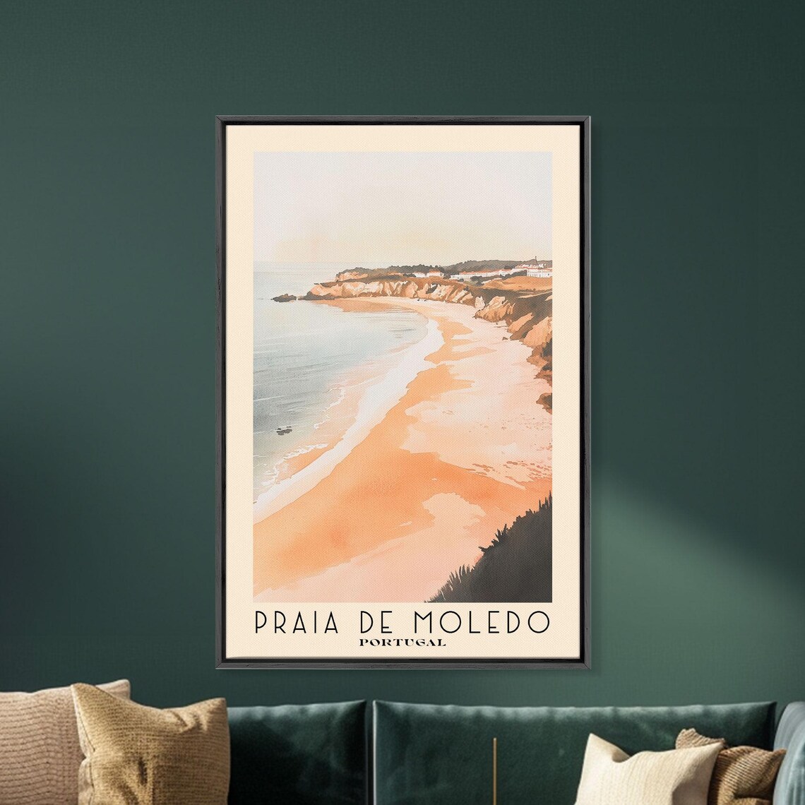 Praia de Moledo Portugal Peach Beach Rocky Headlands Watercolor Poster - Image 5