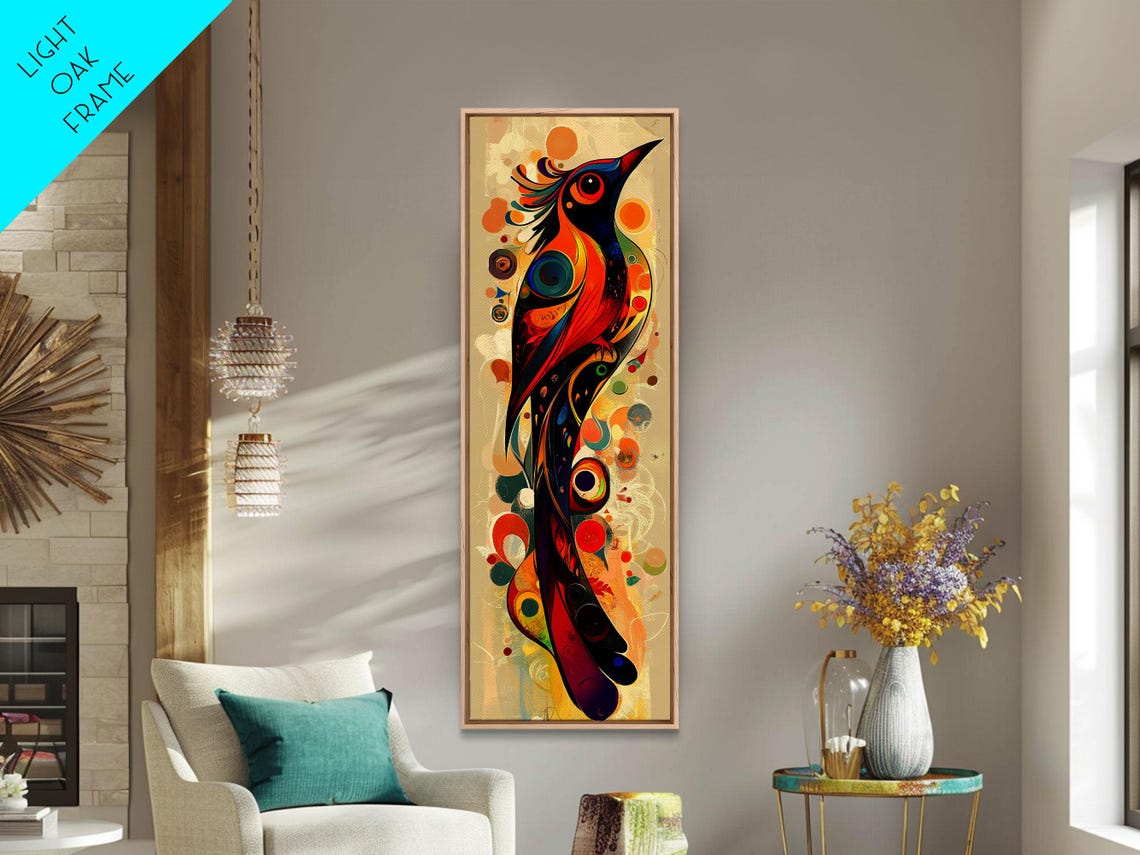 Colorful Abstract Bird Art Swirling Boho Feathered Decor Poster
