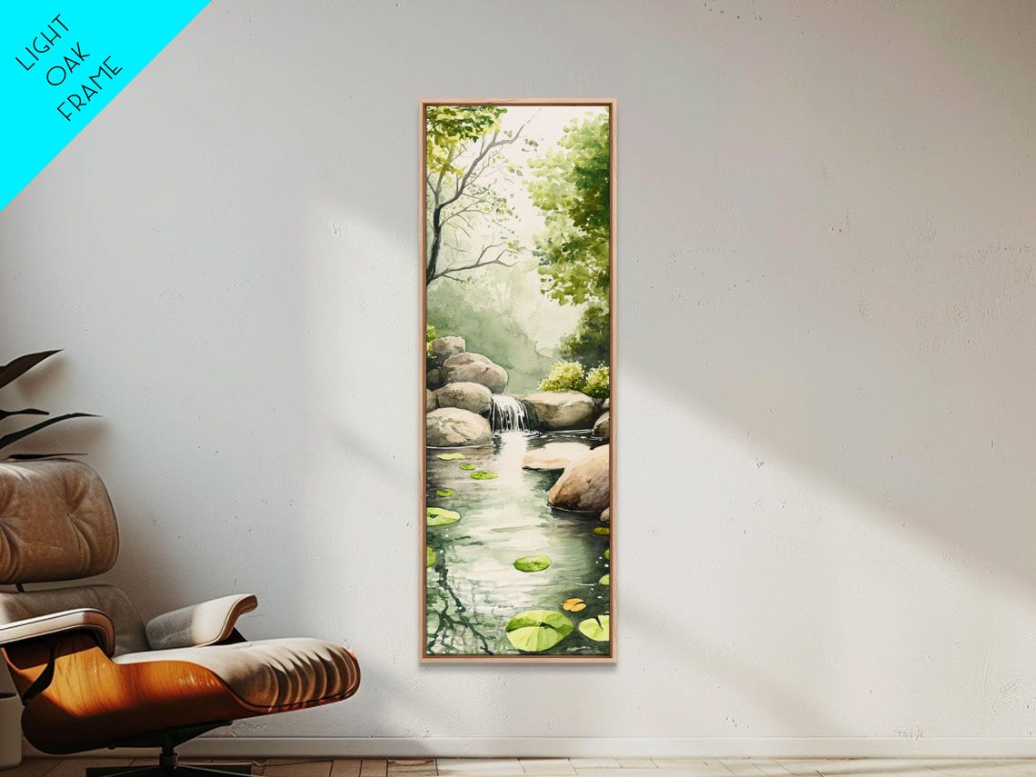 Tranquil Waterfall Stream Forest Watercolor Nature Scene Poster - Image 5