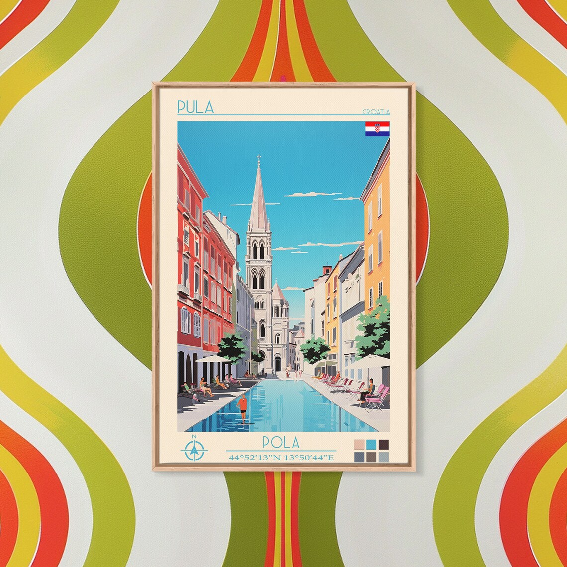 Pula Croatia Old Town Street Tall Church Tower Square Travel Poster - Image 5