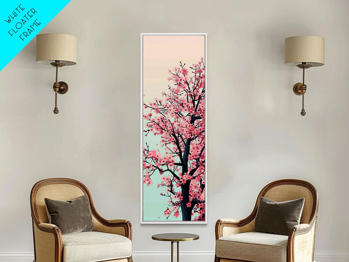 Delicate Cherry Blossom Tree In Full Bloom Against A Soft Gradient Background For Elegant Wall Art Framed Print - Image 2