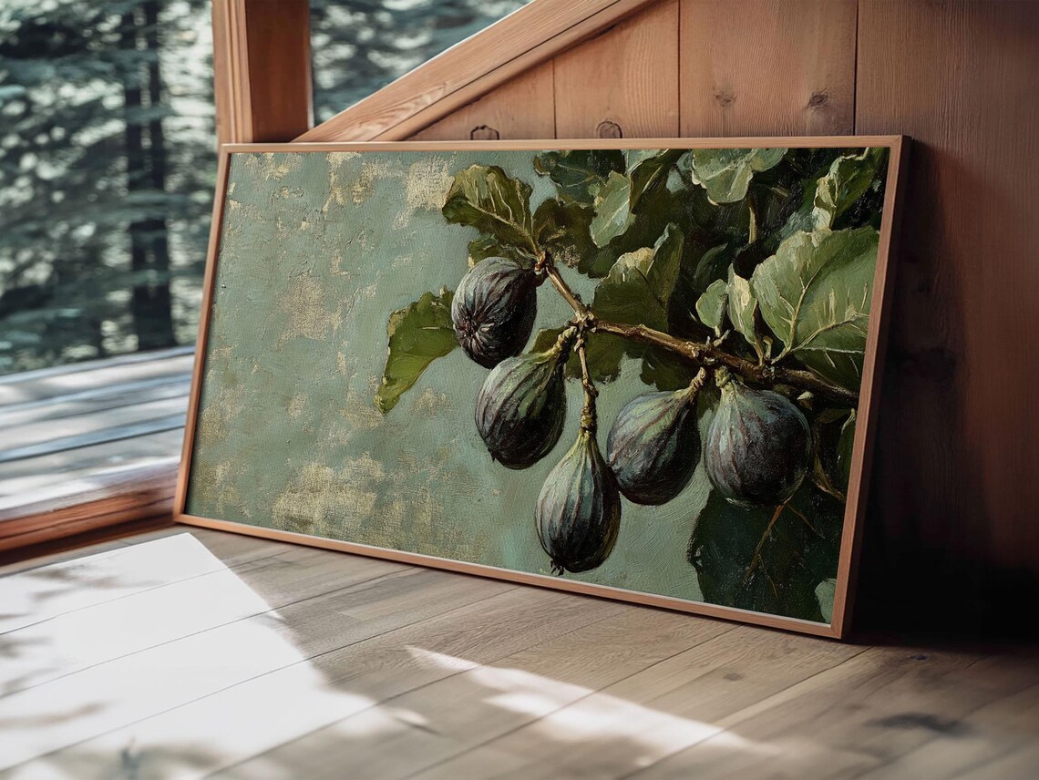 Ripe Purple Figs Branch Vintage Botanical Oil Painting Art Print - Image 6