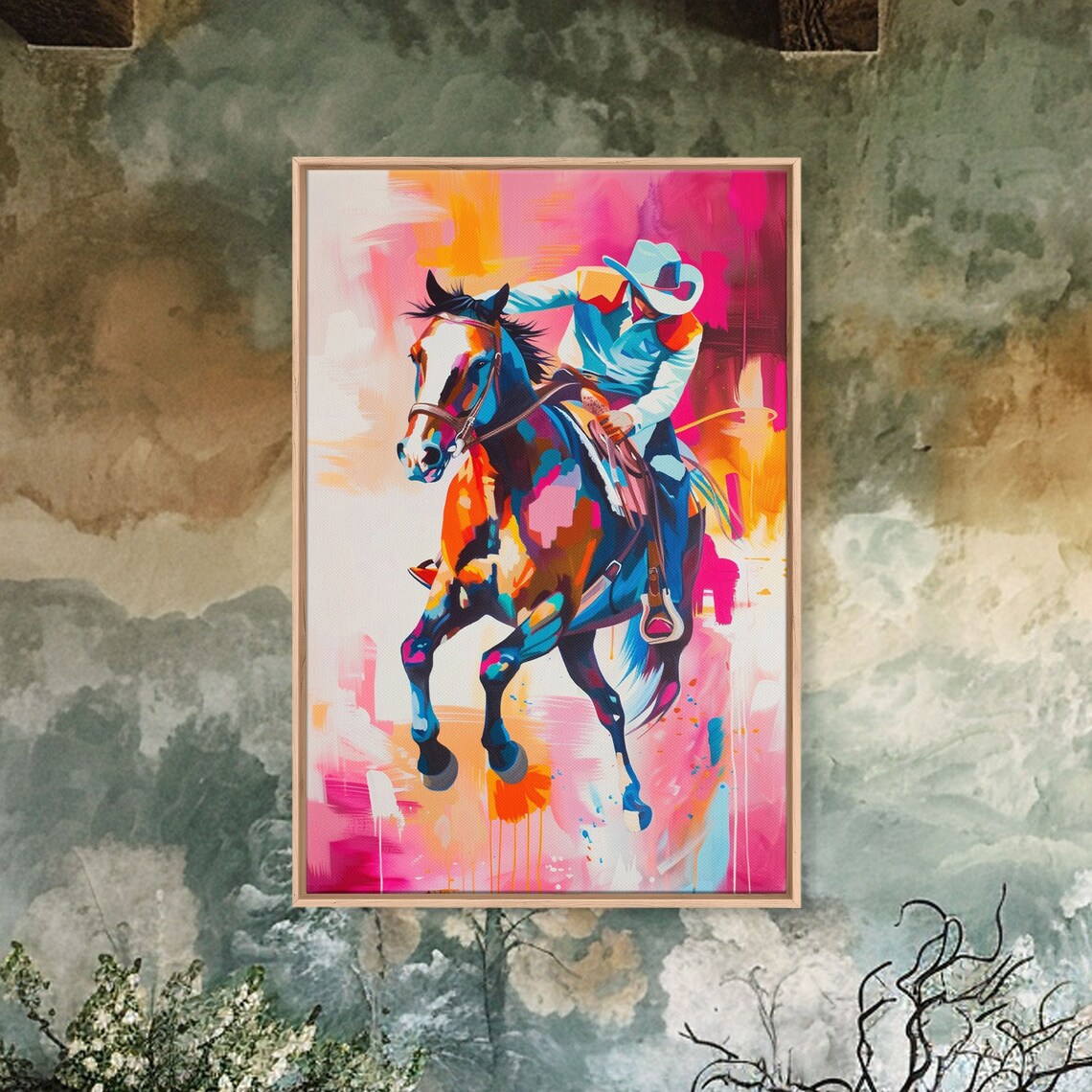 Colorful Cowboy Riding Galloping Horse Western Pop Art Rodeo Poster - Image 3