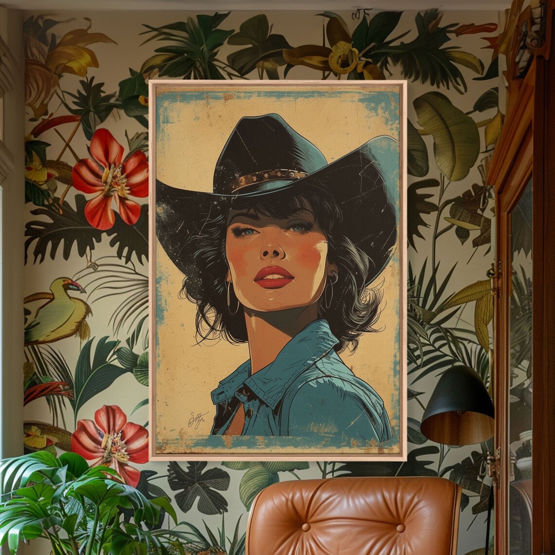 Retro Cowgirl Mid-Century Western Vintage Art Print - Image 5