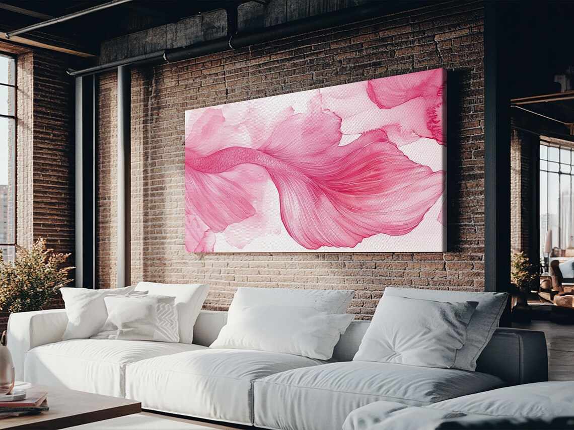 Pink Abstract Watercolor Petals Flowing Floral Fine Art Wall Poster - Image 4