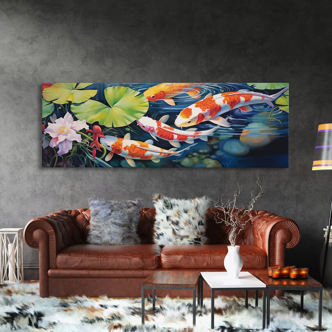 The Koi Pond Framed Print Koi Fish Decor Koi Fish Garden Wall Art Koi Fish And Lilly Pads - Image 3