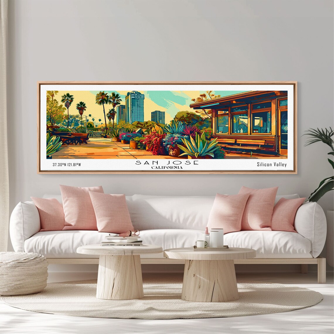 San Jose California Silicon Valley Palm Garden Skyline Travel Poster - Image 6