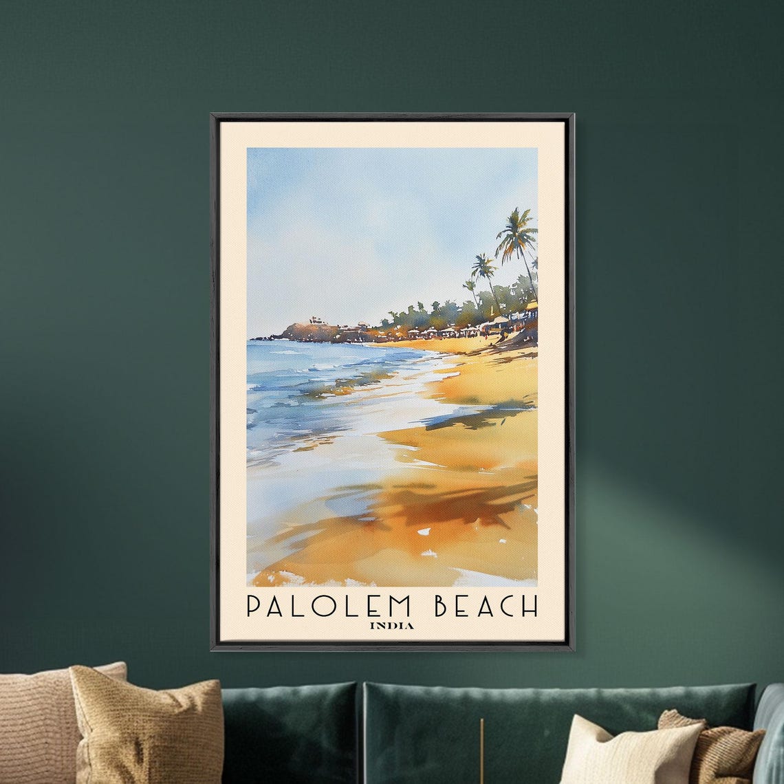 Palolem Beach India Golden Sunset Shore Palms Headland Poster - Image 5