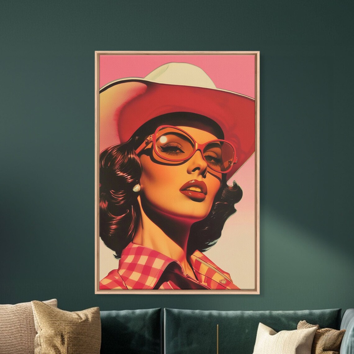 Stylish Cowgirl With Red Sunglasses Pink Pop Art Western Poster - Image 4