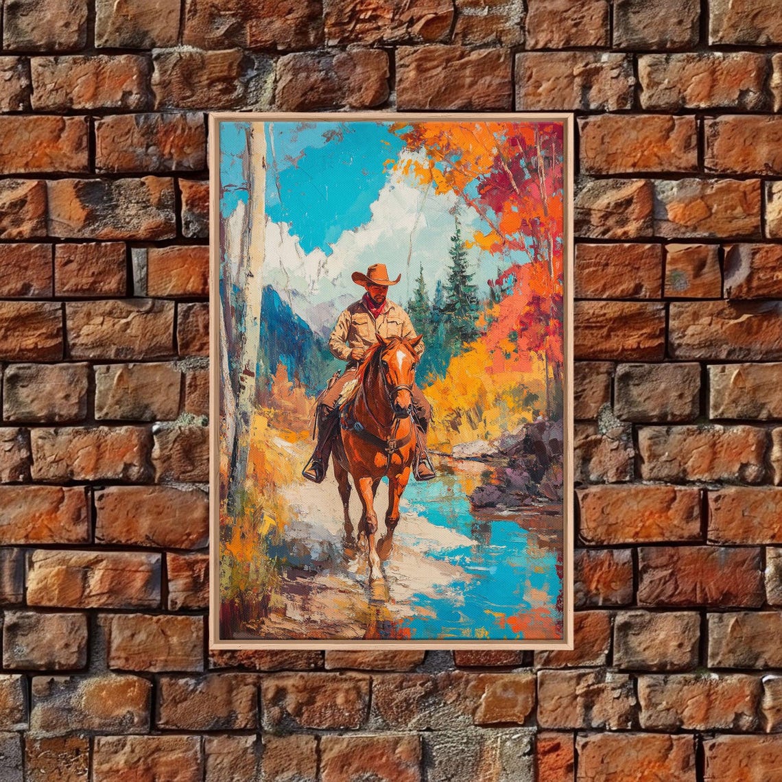 Cowboy In Snowy Landscape Print Christmas Wall Art Winter Wonderland Christmas Decor Vintage Western Christmas Gift Seasonal Wall Art - Image 4