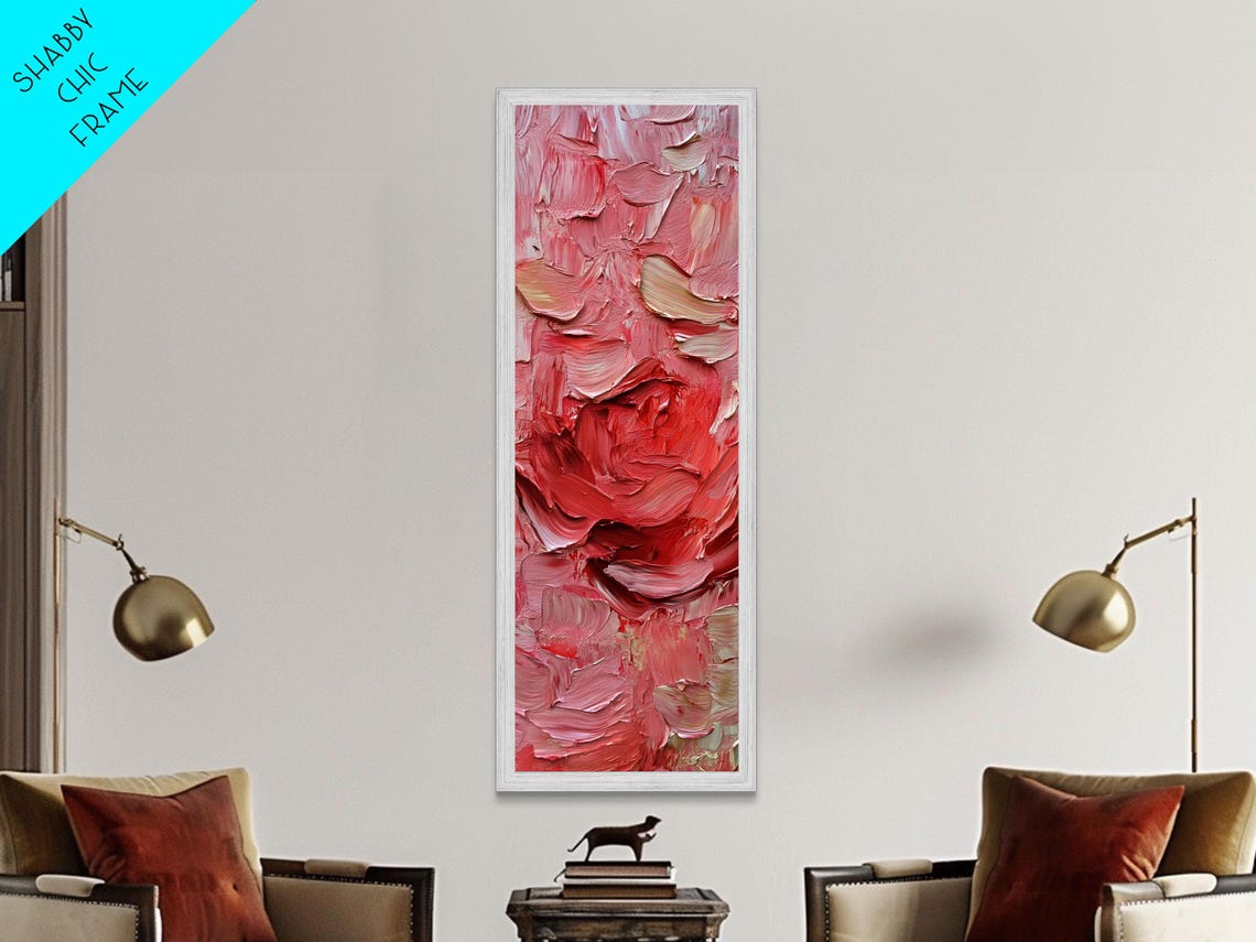 Pink Rose Textured Impasto Floral Painting Blush Art Decor Poster - Image 6