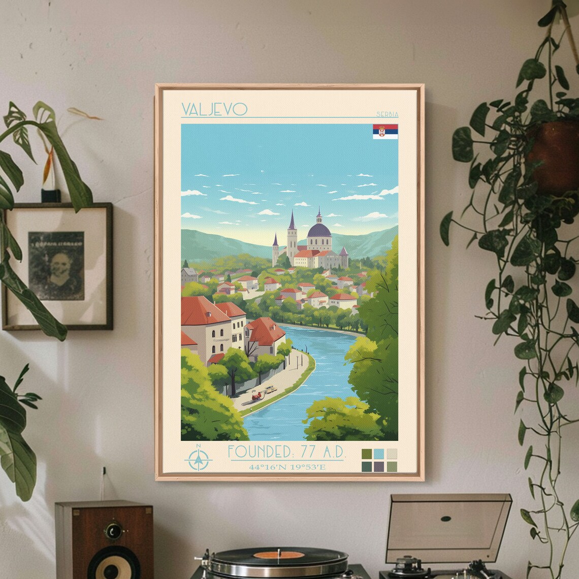 Valjevo Serbia Riverside Old Town Church Dome View Travel Poster - Image 3