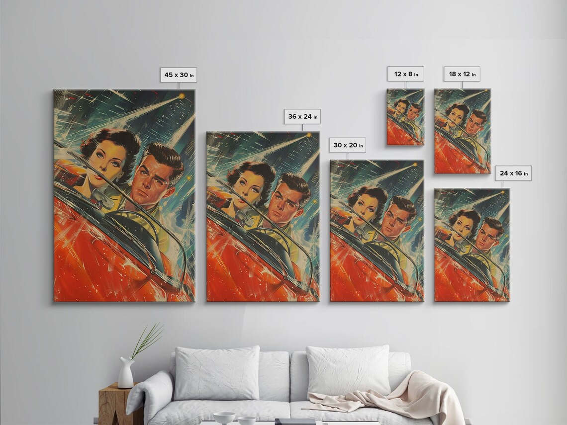 Retro Sci-Fi Vintage Red Car, Atomic Age Poster Print - Image 2