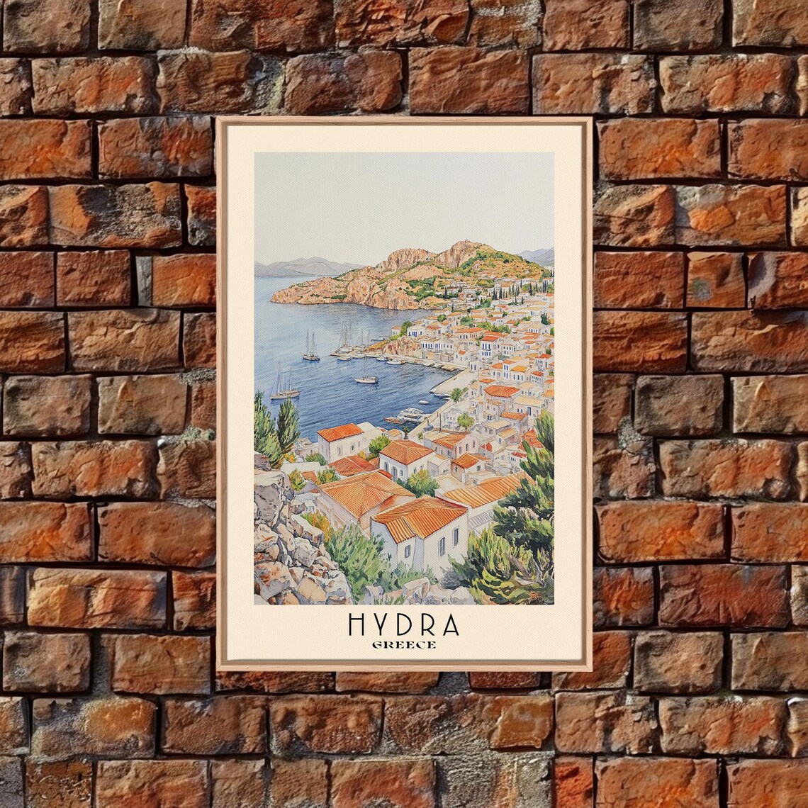 Hydra Greece Watercolor Art Print, Beach Decor - Image 5