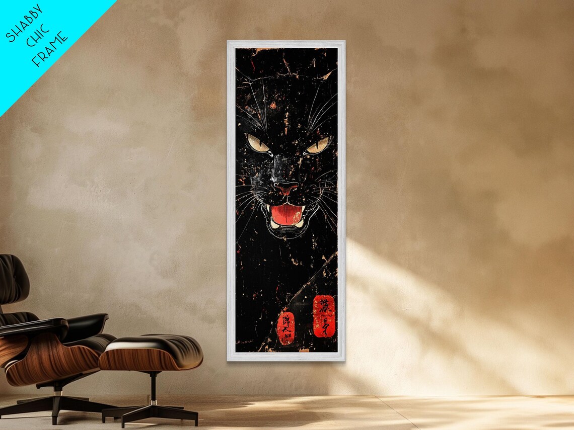 Fierce Black Panther Head Glowing Eyes Dark Grunge Wild Cat Wall Poster - Image 5