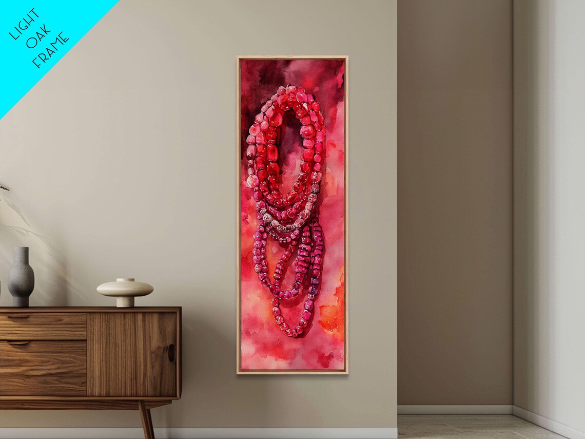 Pink Beaded Necklaces Cascade Gemstone Watercolor Jewelry Poster - Image 6