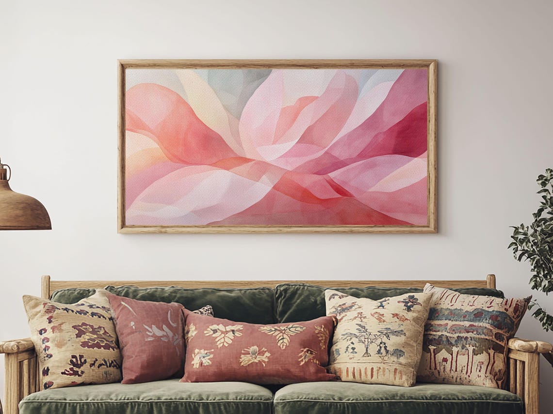 Pink Abstract Floral Petals Soft Watercolor Modern Bloom Wall Art - Image 4