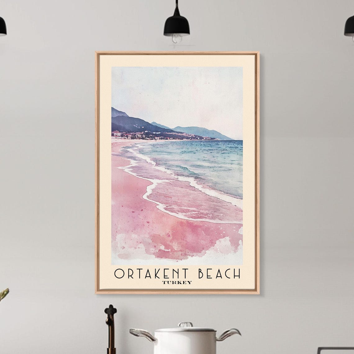 Ortakent Beach Turkey Pink Sand Surf Mountain Coastline Poster - Image 6