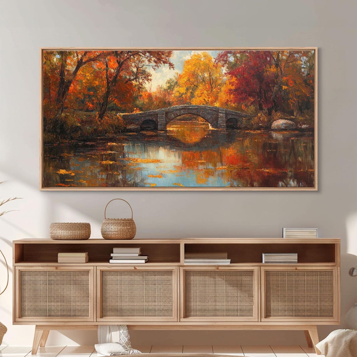 Scenic Autumn Bridge Stone Arch Fall Foliage River Reflection Poster - Image 6