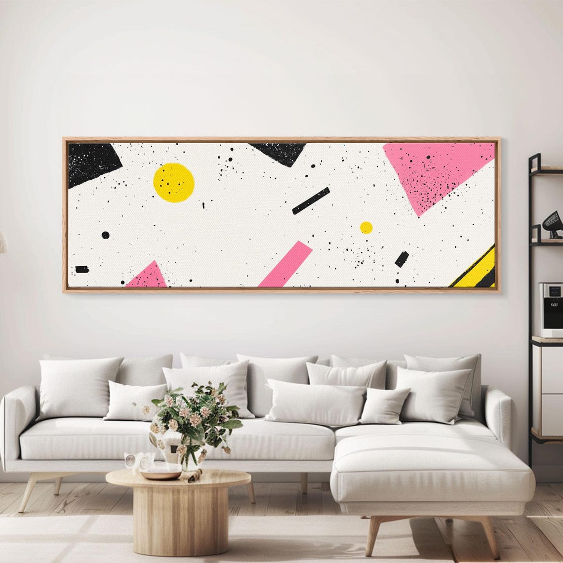 Memphis 90s Geometric Abstract Shapes Pink Black Modern Art Print - Image 4