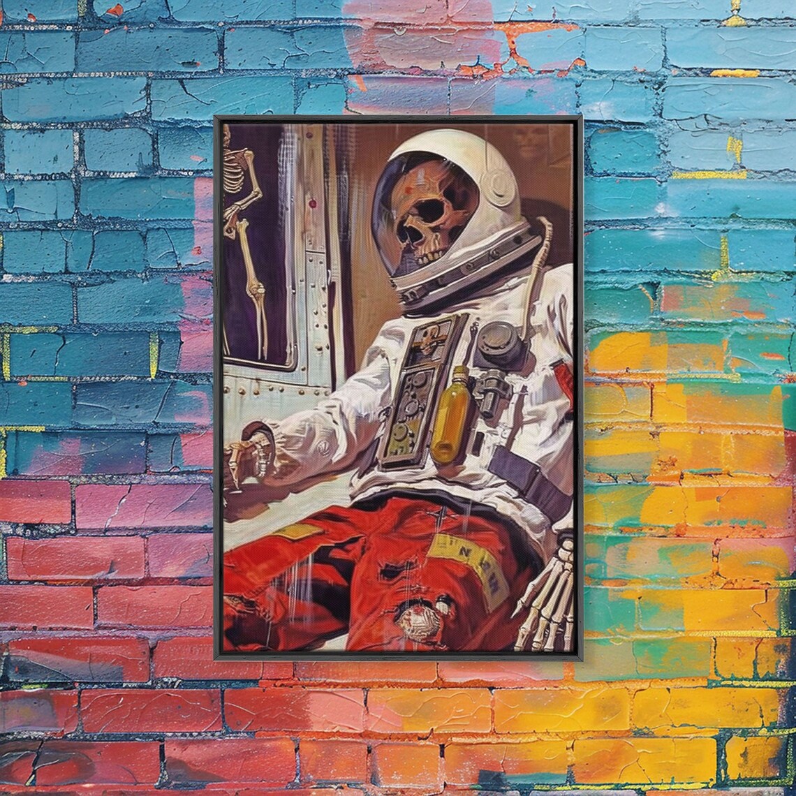 Skeleton In Astronaut Suit, Gothic Art Poster
