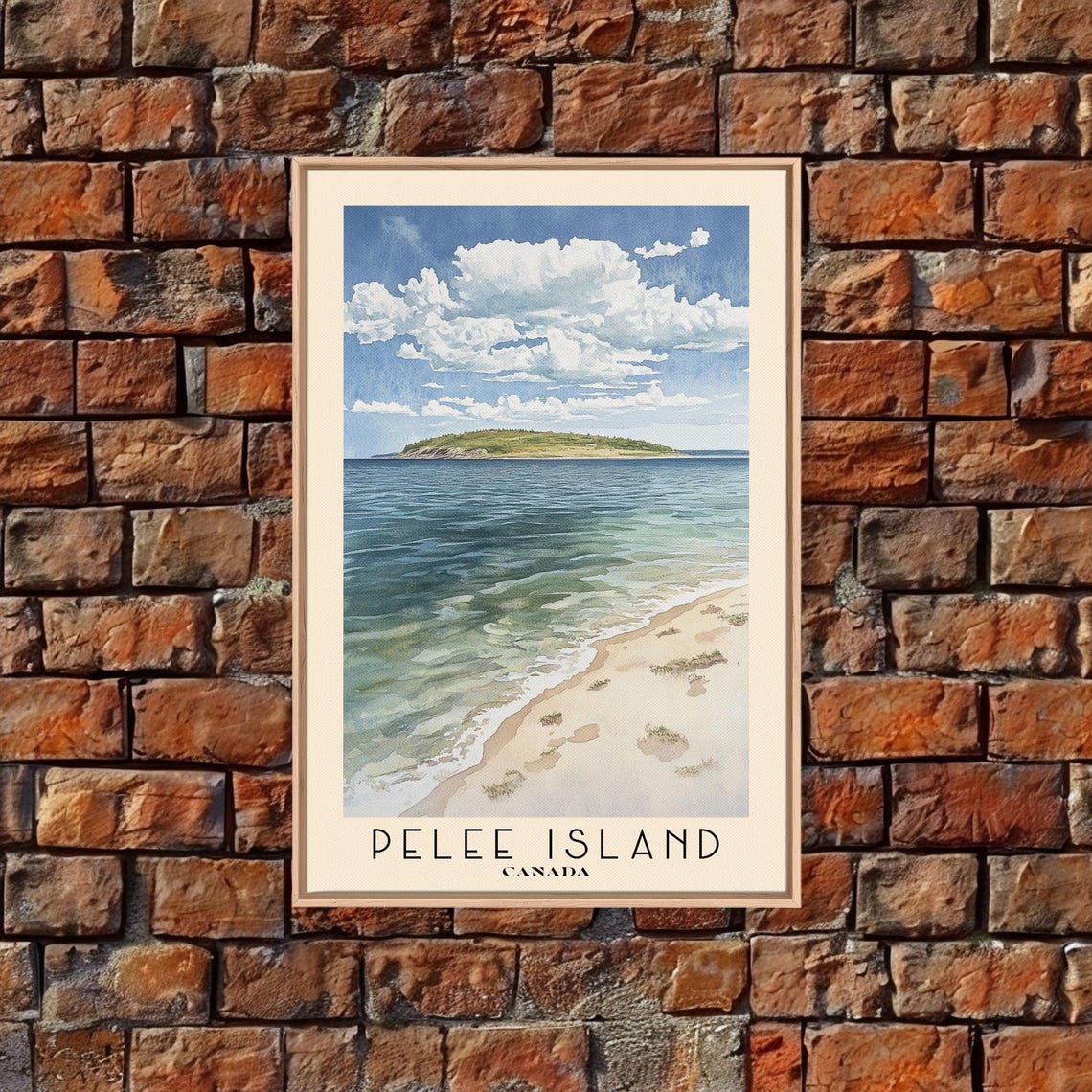 Pelee Island Canada Sandy Beach Green Island Blue Water Poster - Image 4