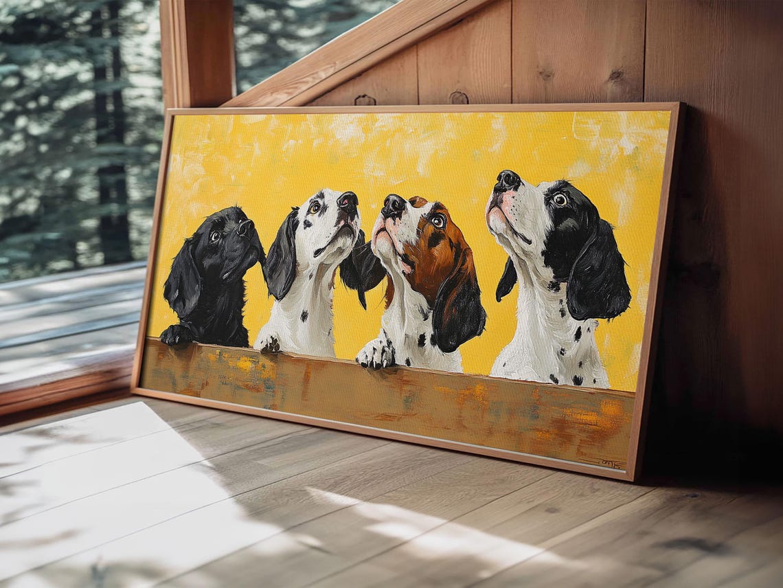 Neutral Boho Vintage Dog Oil Painting Print Funky Home Decor Kitsch Wall Art Hunting Dog Oil Painting Antique Art Decor Vintage Art - Image 4