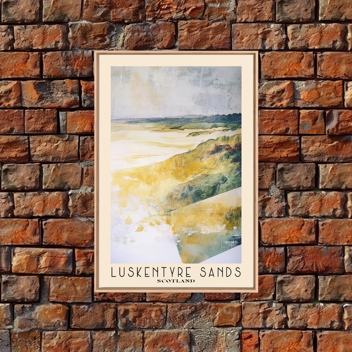 Luskentyre Sands Scotland Golden Dunes Grass Watercolor Abstract Poster - Image 6