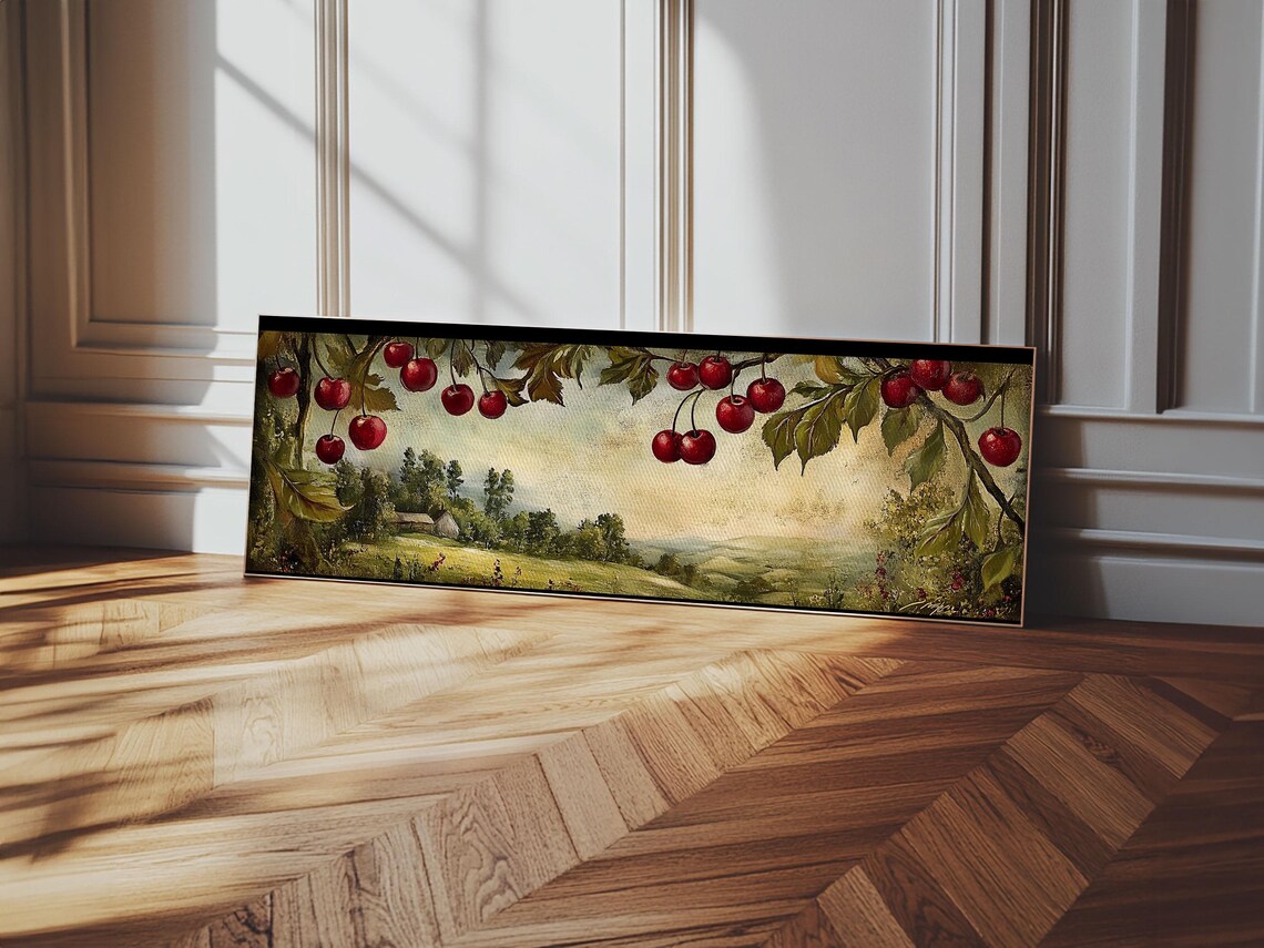 Cherries Rustic Farmhouse Landscape Wall Art Print - Image 4